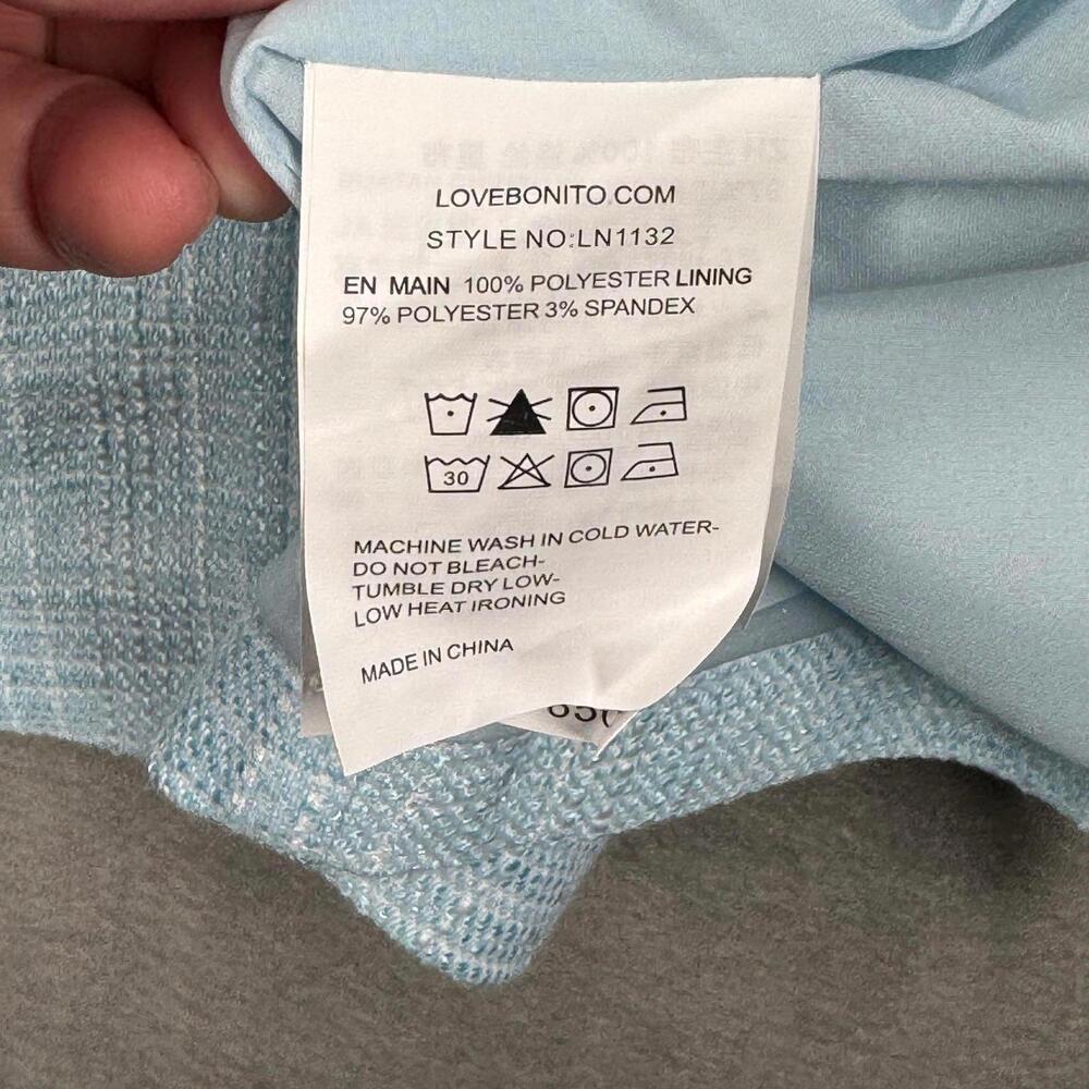 Love‎ Bonito Light Blue Button-Front Bevelyn Textured Column Midi Skirt Sz 4 - Picture 5 of 8
